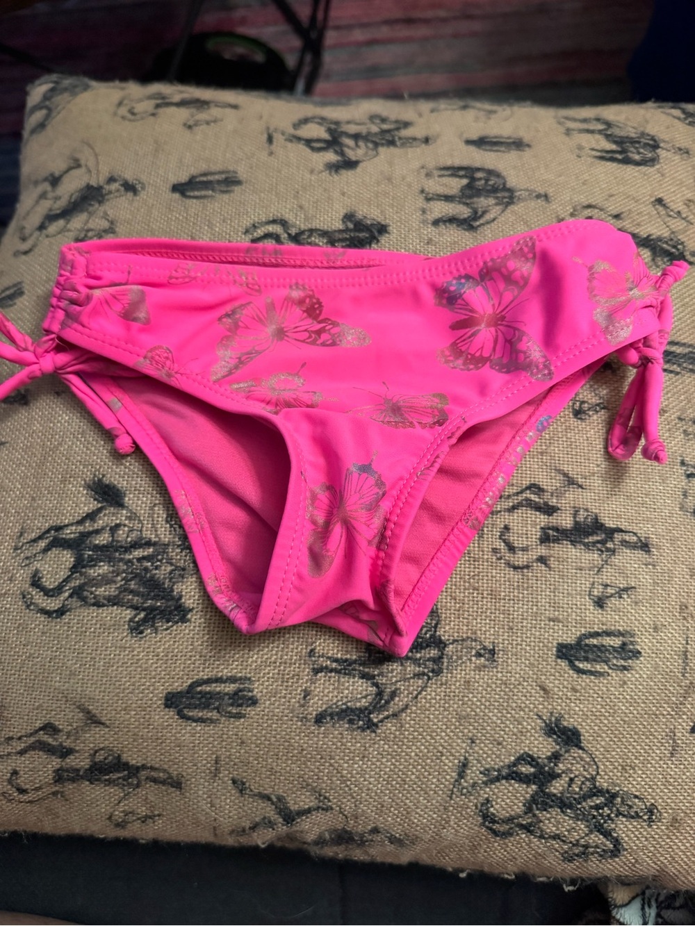 Limited Too Girls Pink Butterfly Bikini Swim Bottom Adjustable Size 5-6 Years